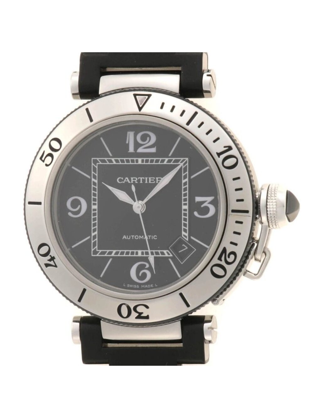 Cartier Pasha Seatimer Watch Steel Pvd Black Dial Automatic